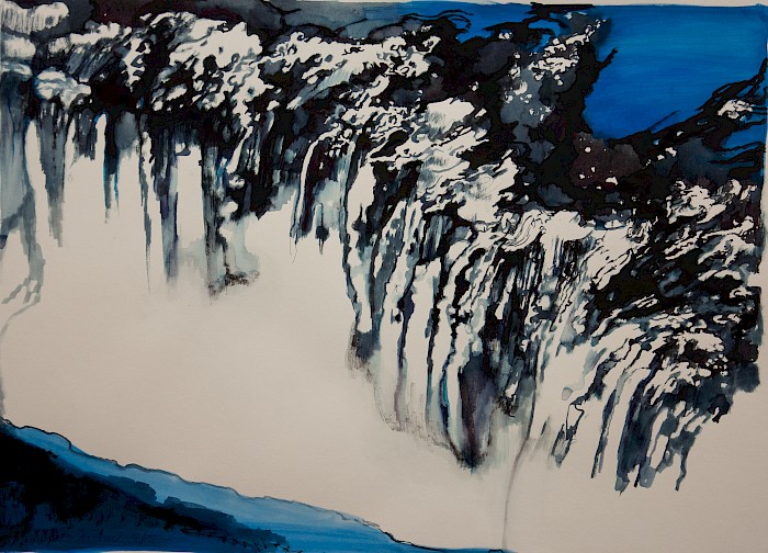 Victora Fall 1 • 70 x 100 cm • 2012 • Tusche, Aquarell und Bleistift auf Papier