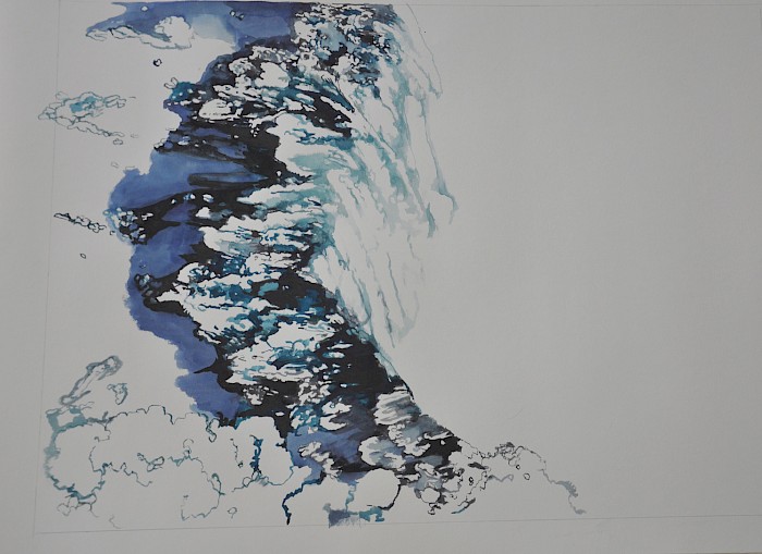 Victora Fall 2 • 70 x 100 cm • 2012 • Tusche, Aquarell und Bleistift auf Papier