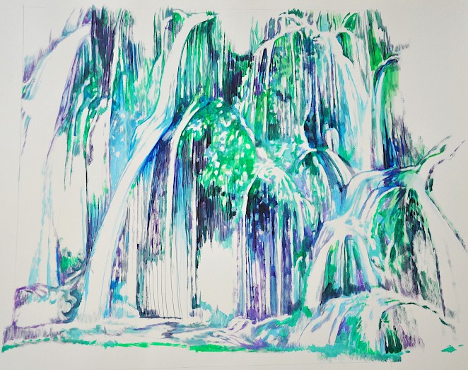 Stufen Wasserfall • 70 x 100 cm • 2012 • Tusche, Aquarell und Bleistift auf Papier