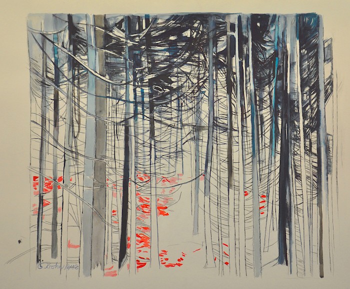 Schneise 1 • 70 x 100 cm • 2012 • Tusche, Aquarell und Bleistift auf Papier
