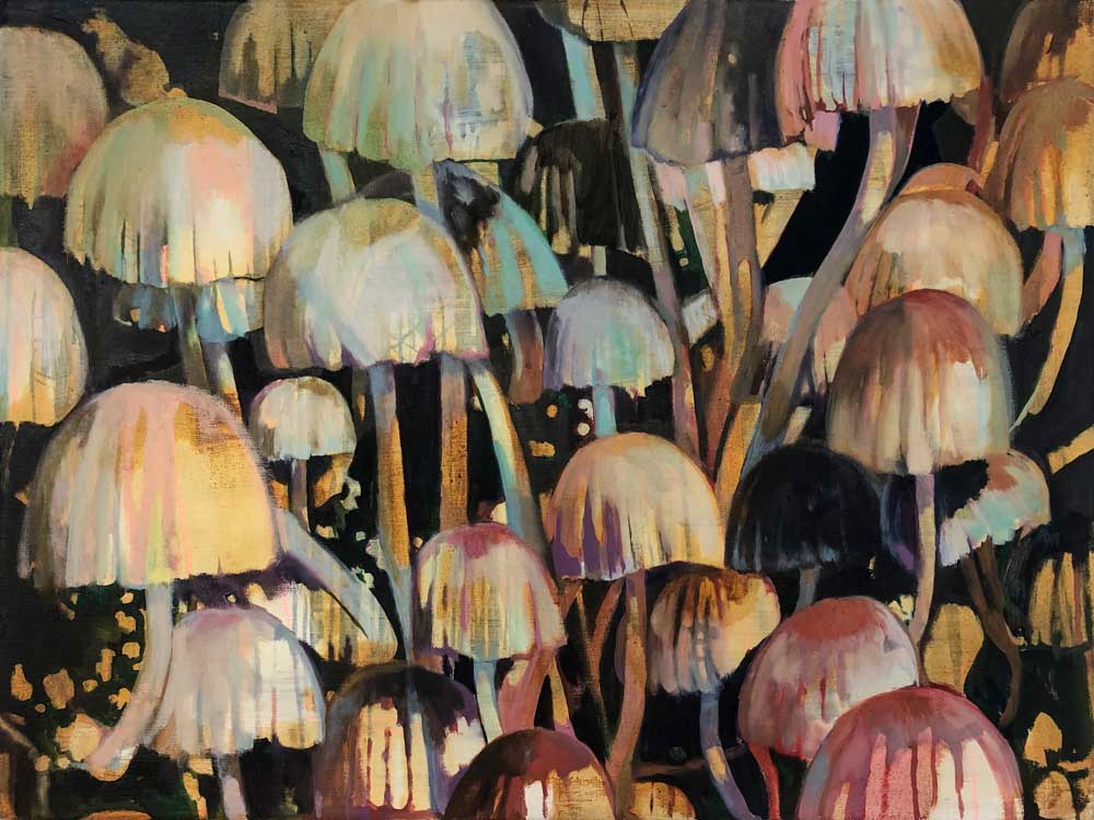 Pilz Community • 60 x 80 cm • 2019 • Öl auf Leinwand